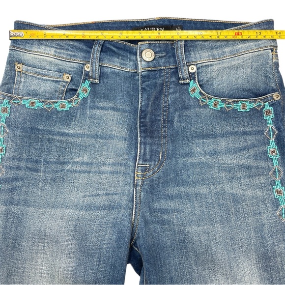 Lauren Ralph Lauren Skinny Beaded Aztec Ankle Jeans - Picture 13 of 15